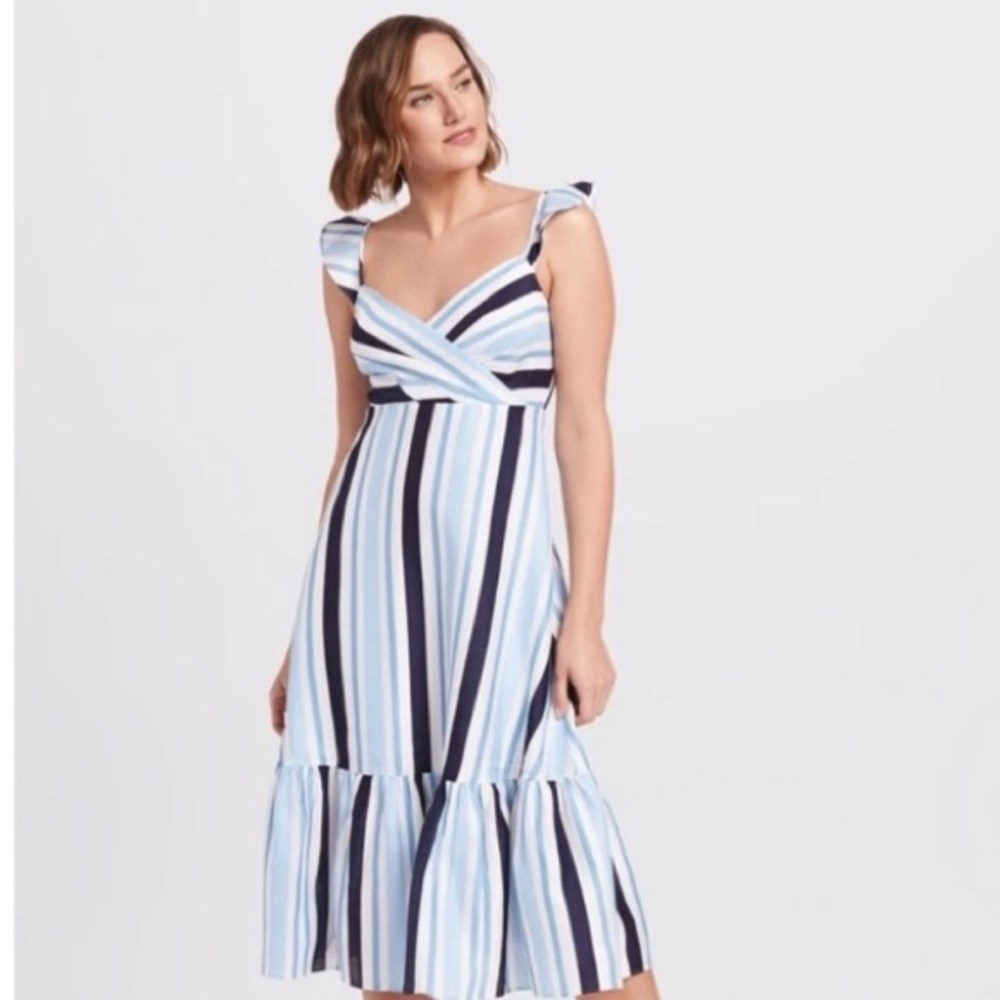 Draper James Blue & White Stripe Midi Dress